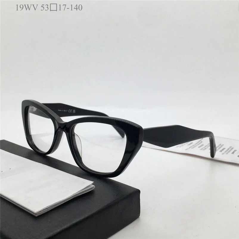 新しいファッションデザインキャットアイの光学メガネ19WVスモールアセテートフレームシンプルで人気のあるスタイルのライトと簡単な着用眼鏡最高品質