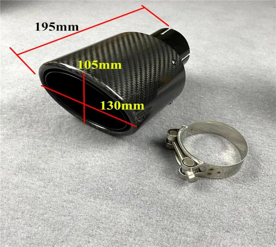 1ピースアウト105mm 130mmフル光沢のある黒い楕円形の排気マフラーテールユニバーサルカーカーボンリアエキゾーストシステムパイプ1185269