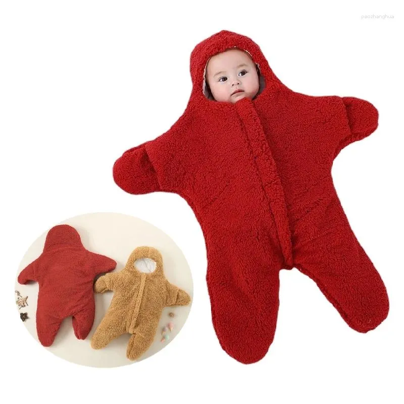 Dekens 0-12 Maanden Geboren Deken Winter Warm Houden Babyslaapzak Zachte Fleece Baby Sleepsack Leuke Zeester Inbakeren kleding