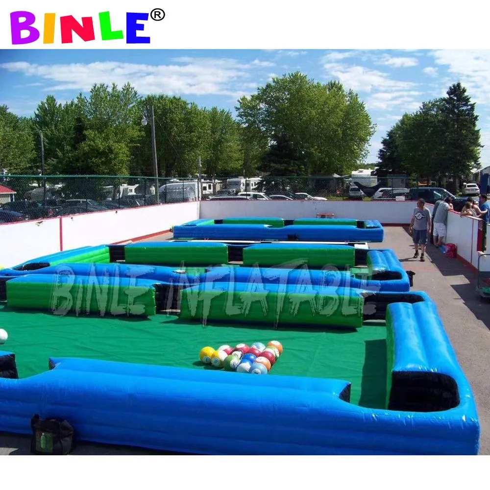 Inflatable Snooker Soccer Human Pool Table Set - Blue & Green Giant Fun ...