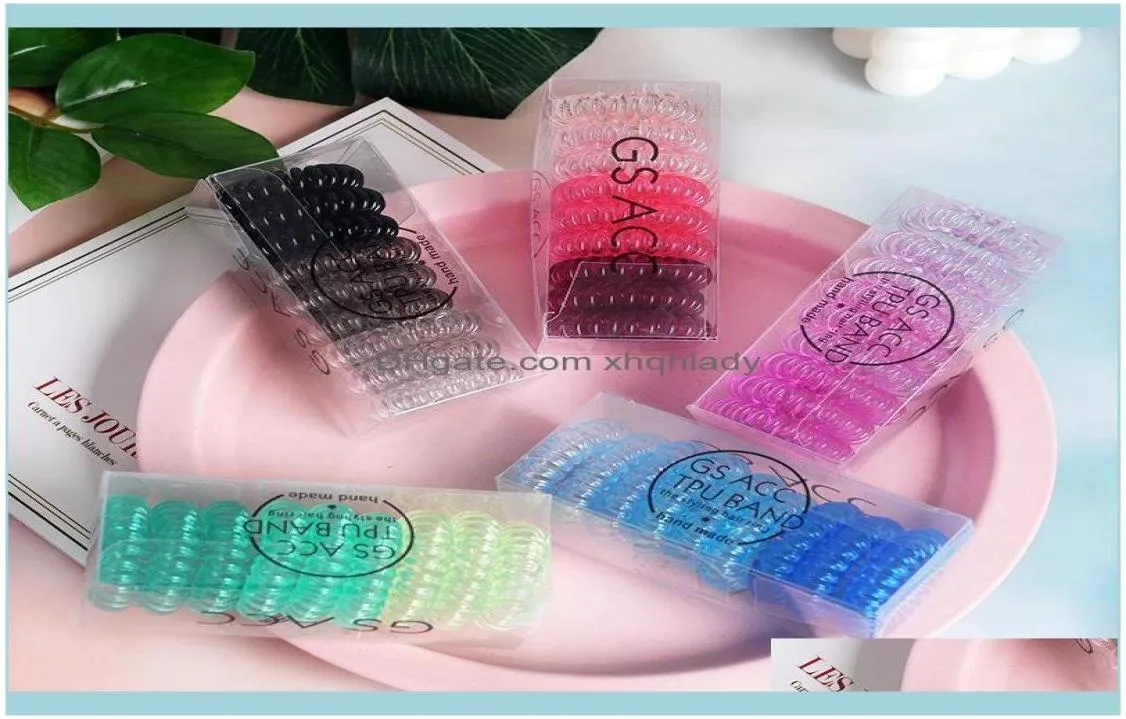 Produkty Narzędzia 9pcsset kobiety kolorowe elastyczne plastikowe gumowe przewód sznurkowy No Crease Ties Scrunchies opaska do włosów AESSORIA 2475289