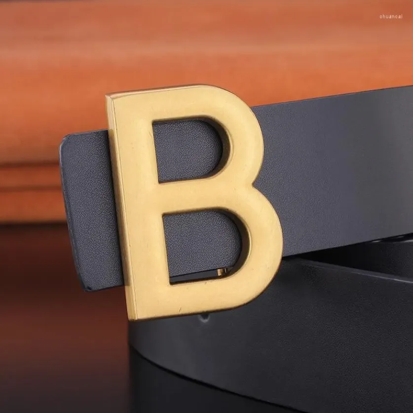 Belts High Quality Big Letter Slide Buckle B Designer Glossy Men 3 8cm Wide Brand Leather Black Casual Jeans Ceinture Homme286L