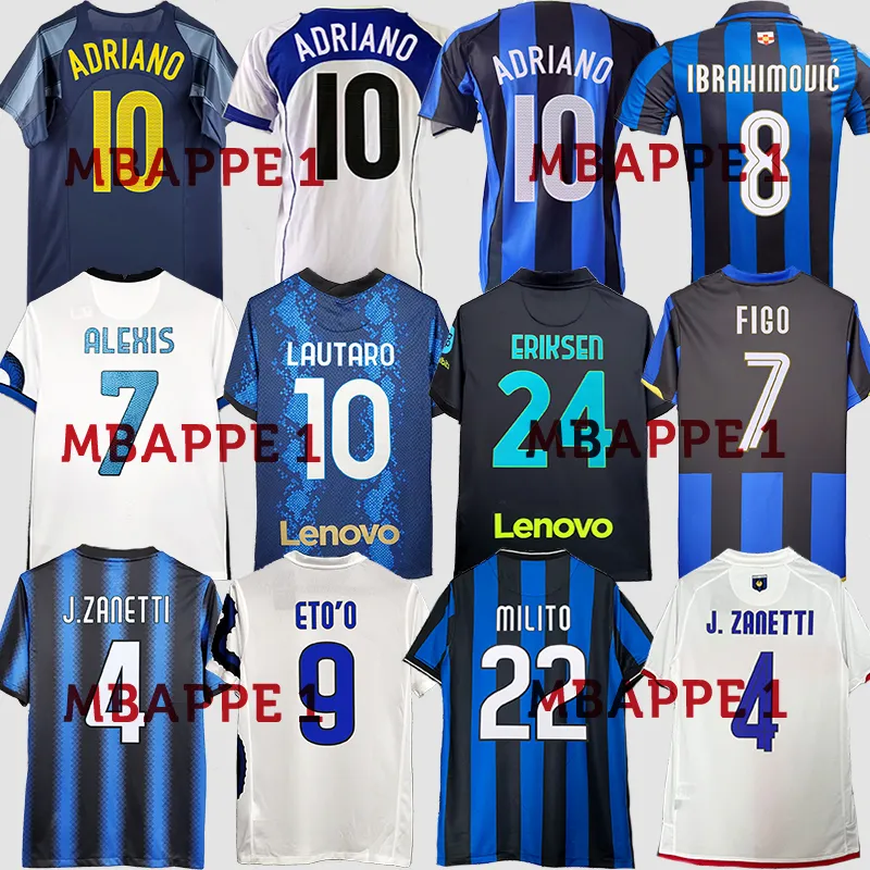 Inters Milans Retro Soccer Jerseys Ronaldo Batistuta Crespo Adriano 04 05 06 07 08 09 10 11 Finals Milito Sneijder J.Zanetti Eto'o Vintage Football Shirts