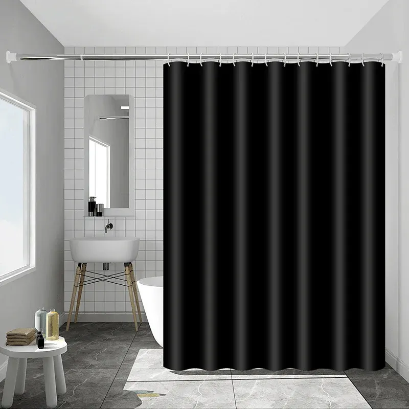 Shower Curtain Waterproof Mildew Proof Bath Curtains Thick Polyester Cloth Bathtub Partition Curtain With Hooks Bathroom Decor 240219