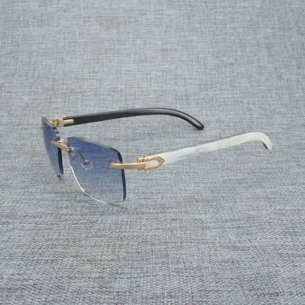 Fabbrica diretta in legno naturale da uomo nero bianco corno di bufalo occhiali da sole vintage senza montatura quadrati Oculos Gafas accessori KBMZ2762