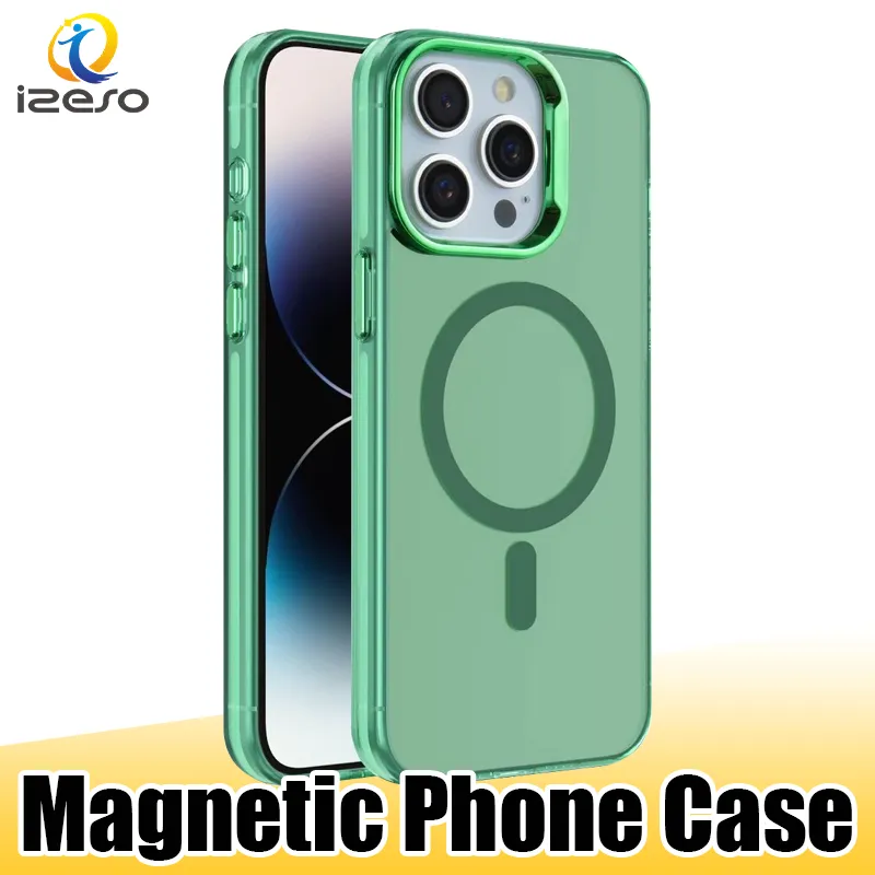 Magnetic Case for iPhone 15 Translucent Matte Slim Shockproof Anti-Fingerprint Protective Cover for iPhone 14 13 12 izeso