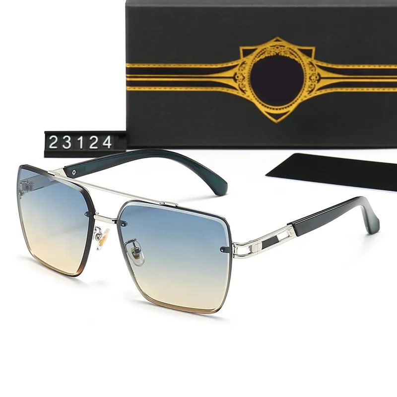 Designer de moda Óculos de sol clássicos Proteção ao ar livre UV Proteção Retro Plat Square Rimless Metal Glasses