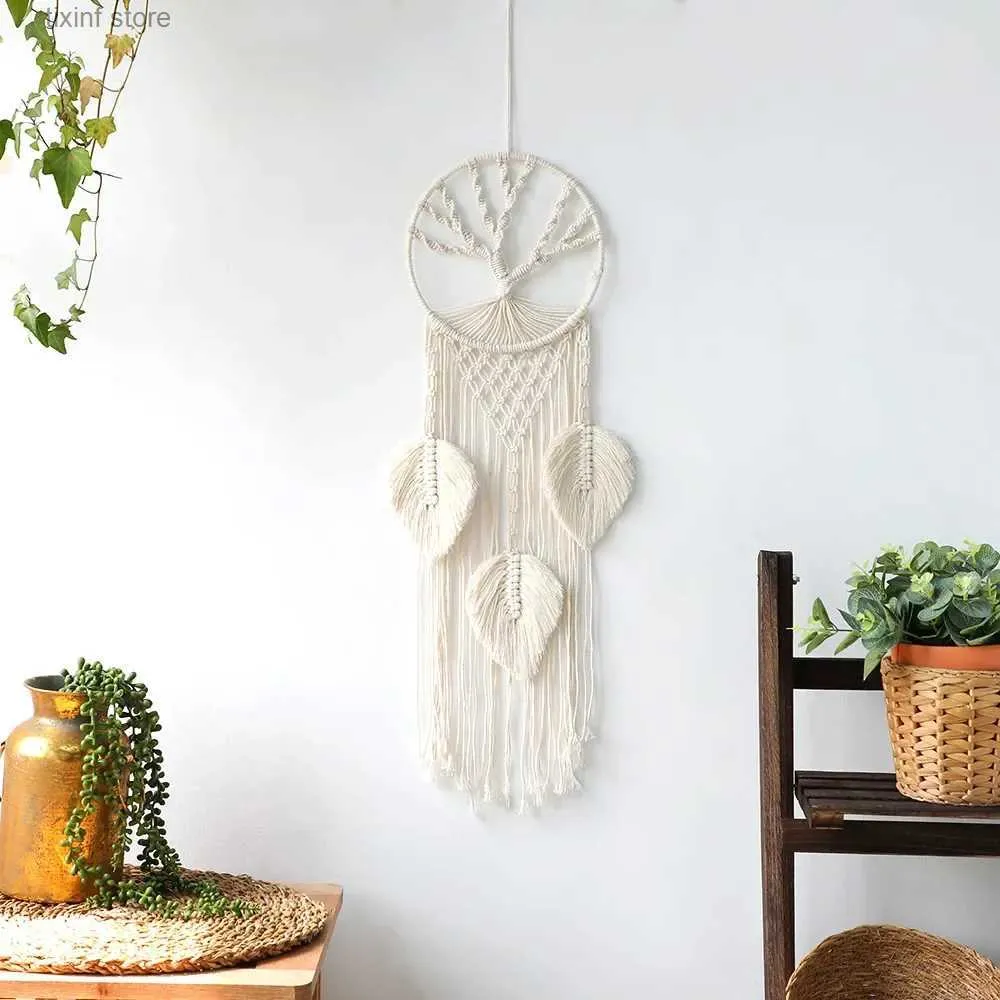 Nyhetsartiklar MacRame Dream Catcher Stor vägg hängande heminredning Dreamcatcher Cotton Rep Tassel Woven Bohemian Wall Hanging Room Decoration T240309