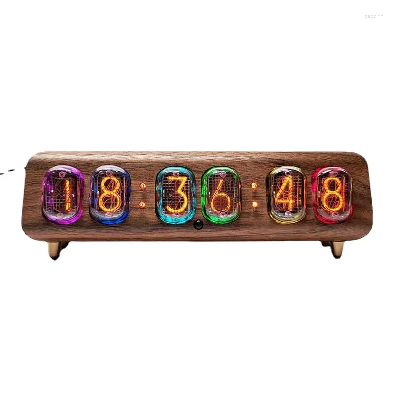 Relógios de mesa in12 nixie tubo bluetooth controle digital relógio de mesa luz brilho eletrônico acessórios de decoração de mesa