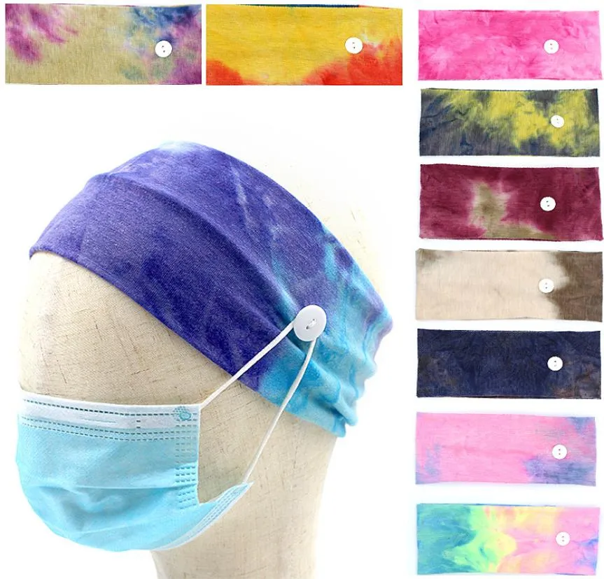 Turbano largo de elástico Tiedye com botão 10 Bandas de cabeça COLROS SOPTER DO FACELAÇÃO DE FACELAÇÃO DE PROTECT Protect Sport Yoga Hairbands M27473453759