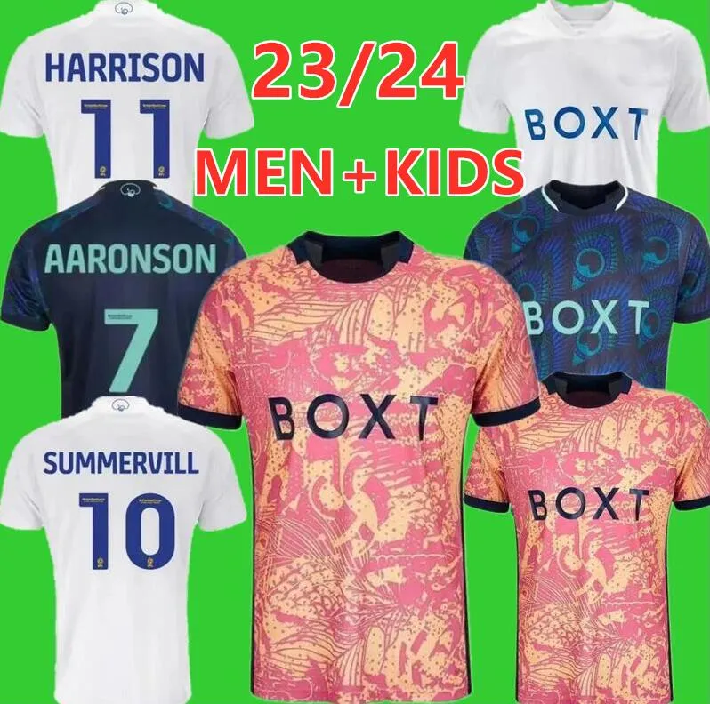 23 24 BAMFORD RAPHINHA SOCCER JERSEYS LEEDS UNITS 2023 2023 PHILLIPS 영국 군단 양귀비 패치 코스타 알리오 스키 로드리고 M HARRISON BAMFORD 남성 어린이 축구 셔츠