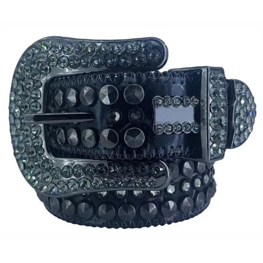 Ceinture de styliste en strass Bb Simon pour hommes et femmes, avec grande boucle en cuir, strass brillants, ceinture247J