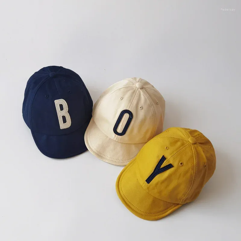 볼 캡 키즈 모자 한국 에디션 패션 유아용 베이비 야구 모자 순수한 ​​컬러 편지 소년 소녀 스냅백 바이저 1 2 3 년