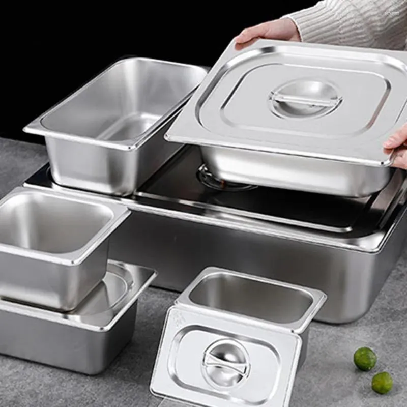 Dinnerware Sets 2 Set Of Buffet Container With Lid Stainless Steel Pan For Parties Restaurant