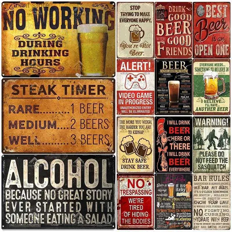 Metal Painting Vintage Bar Metal Sign Retro Plaque Metal Vintage Tin Sign Alcohol Drinker Sign for Pub Club Man Cave Kitchen Wall Decoration T240309