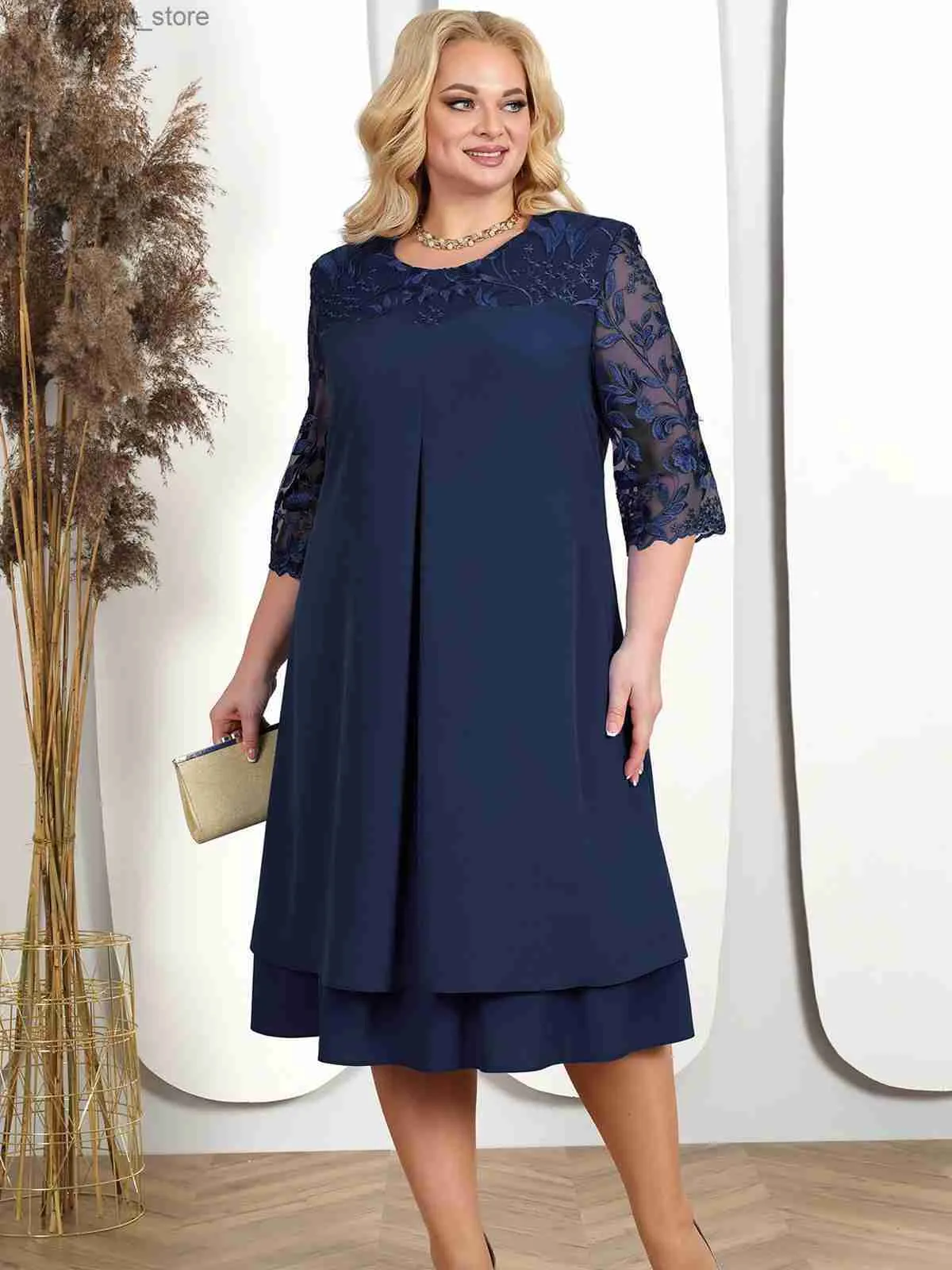 Robes Sexy urbaines Robes d'été de grande taille pour femmes 2023 broderie florale Patchwork robe formelle en vrac fête de mariage Banquet bal femmes vêtements L240309