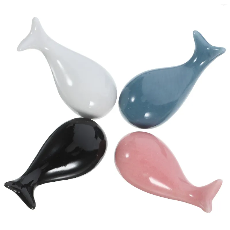 Servis uppsättningar 4 datorer Little Whale Chopstick Rest Scoop Shape Chopsticks Rest Holder Ceramics Table Top Decoon Spoon Fork Spoons Stativ