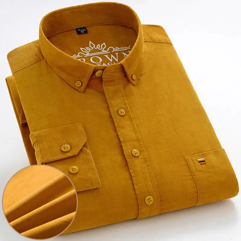Heren corduroy overhemd met lange mouwen, vintage, 100% katoen, grote maten, casual zakelijk, standaard pasvorm, button-down S-7XL, overshirt voorjaar 240306