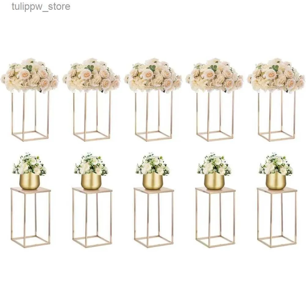 Vases Gold Vases for Centerpieces Wedding - 10 Pcs 15.7 inch Tall Gold Vase Wedding Centerpieces for Tables Freight Free L240309