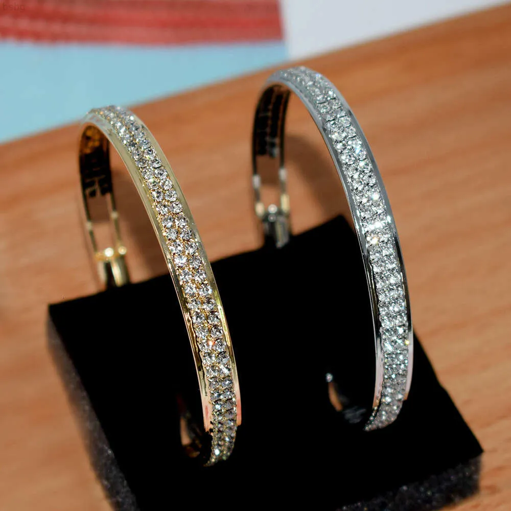 Wholesale Fashion Rhinestone Full Diamond 18K Gold Plated Alloy Metal Fine Jewelry Bracelets Nail Bangle Bracelet For Women