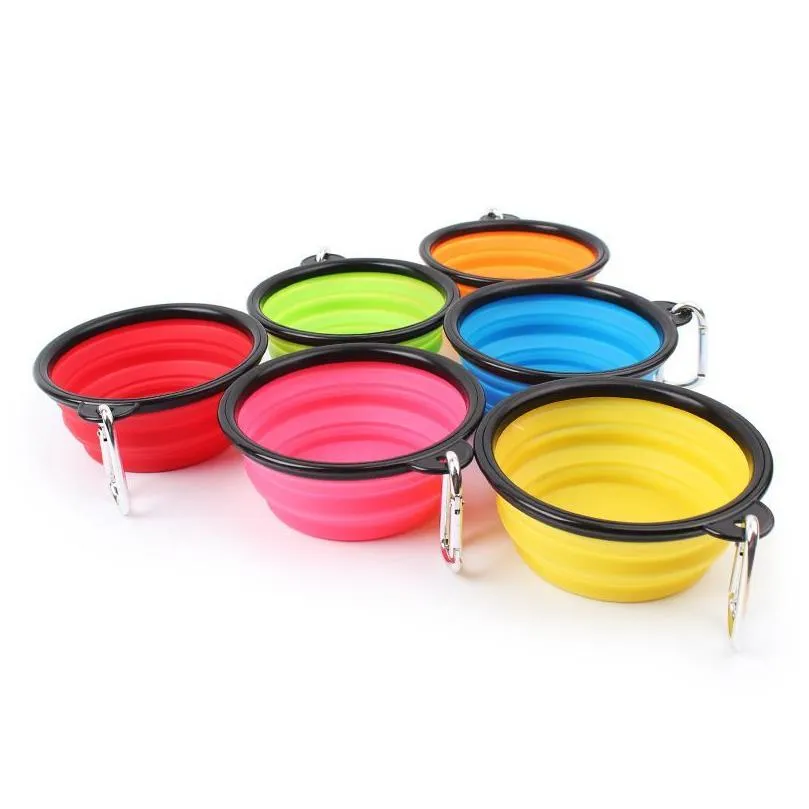 Hondenkommen Feeders Draagbare Grote Opvouwbare Hond Huisdier Opvouwbare Sile Bowl Outdoor Reizen Puppy Voedsel Container Feeder Schotel Drop Delivery Dhai2