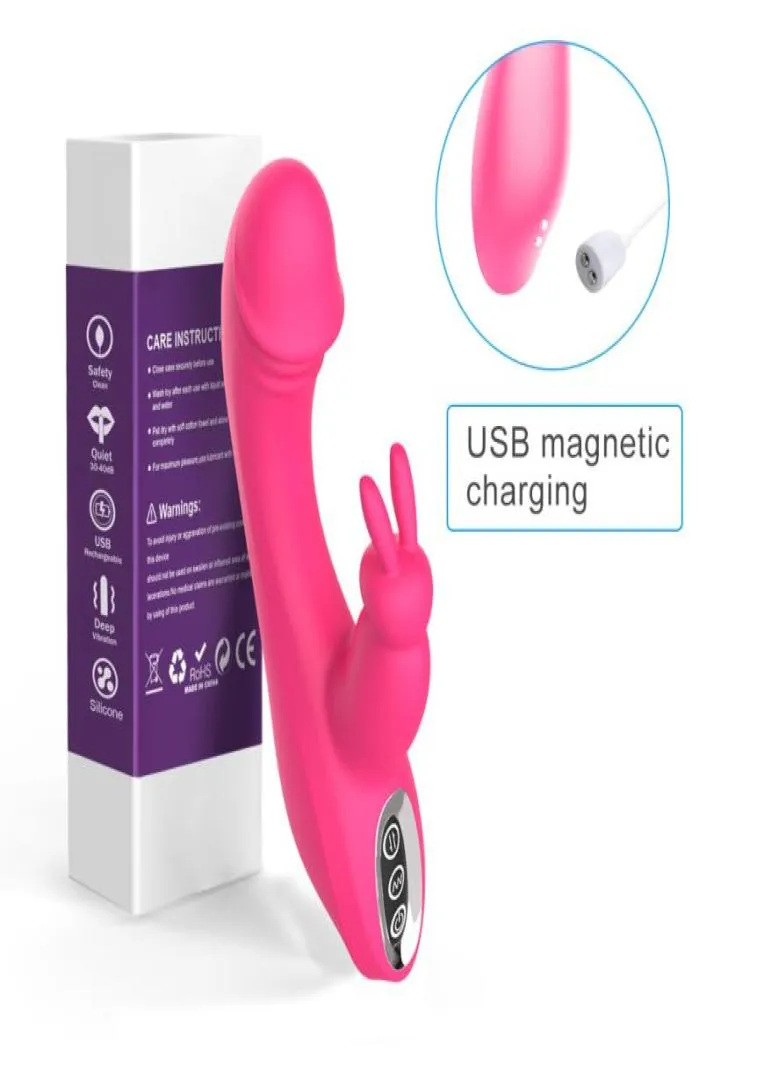 G Spot Rabbit Vibrator wiederaufladbare wasserdichte Dildo -Vibe Dual Motor -Klitoris -Stimulator mit 12 Schwingungsmodi Stille Sexspielzeug Y19072262944700