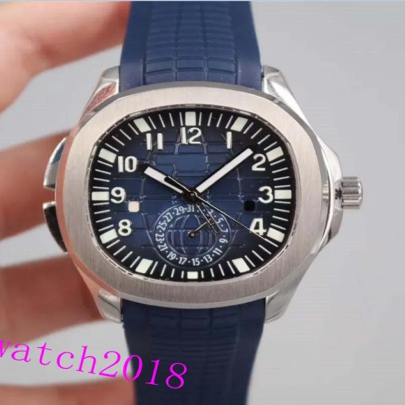 Luxury Watch 5164A-001 Aquanut Travel Time Dual Time Zone rostfritt gummiarmband Automatiskt modemärke Herrklocka WRI2704