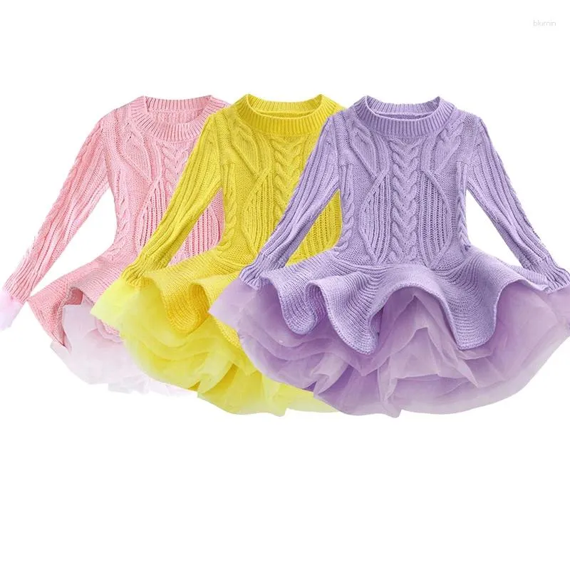 Abiti da ragazza Inverno Ragazze vestono Natale Maglione lavorato a maglia spessa Bambino Manica lunga Carini bambini Autunno Vestiti caldi Natale 2-8 anni