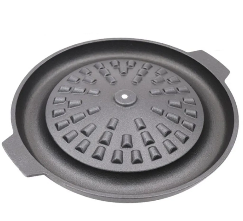 Gietijzeren bbq gereedschap anti -aanbak barbecueplaat 32 cm water gefrituurd vlees barbecuepan dualpurpose pot 0272196d7778260