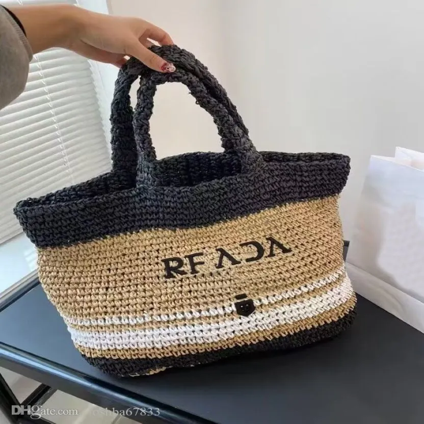 Borsa per la spesa da strada da donna Moda e protezione ambientale Lettera ricamata in paglia Spettacolo sul marciapiede Cesto di verdure per feste2088