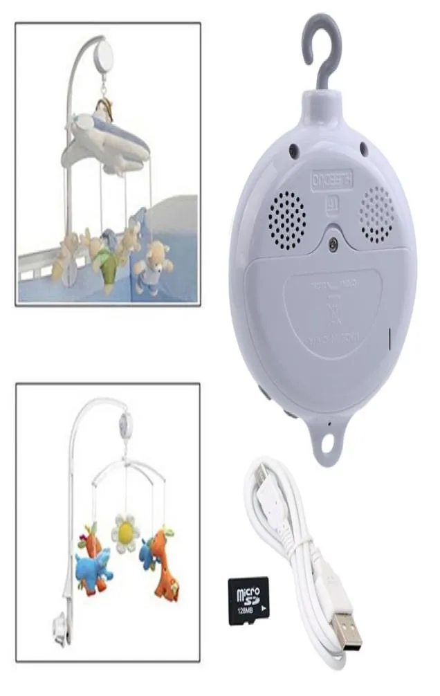 Song Rotary Baby Mobile Crib Rattles Bed Bell Toy Batteryoperated Movement Music Box barnvagn Hängande klockleksaker 128 MB SD -kort L7477828