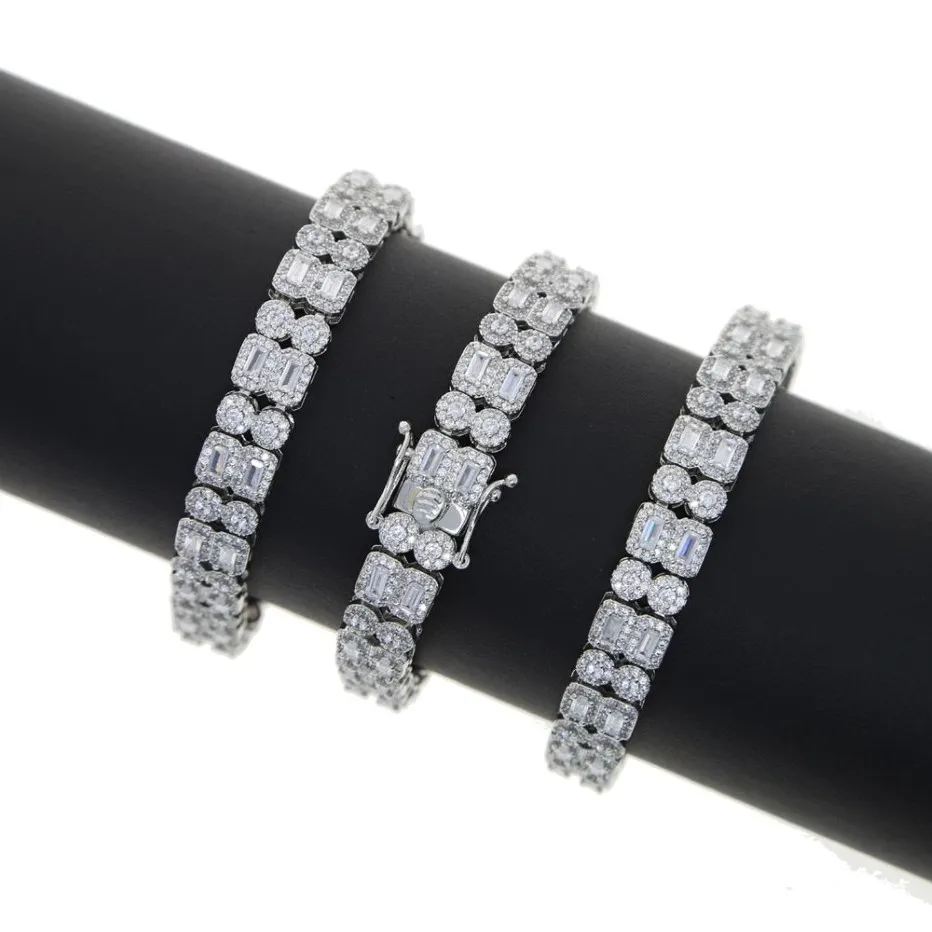 Nouveau bracelet de diamant de laboratoire chaîne de tennis en zircone cubique femmes hommes couple fiançailles de mariage plaqué argent glacé bling bijoux254o