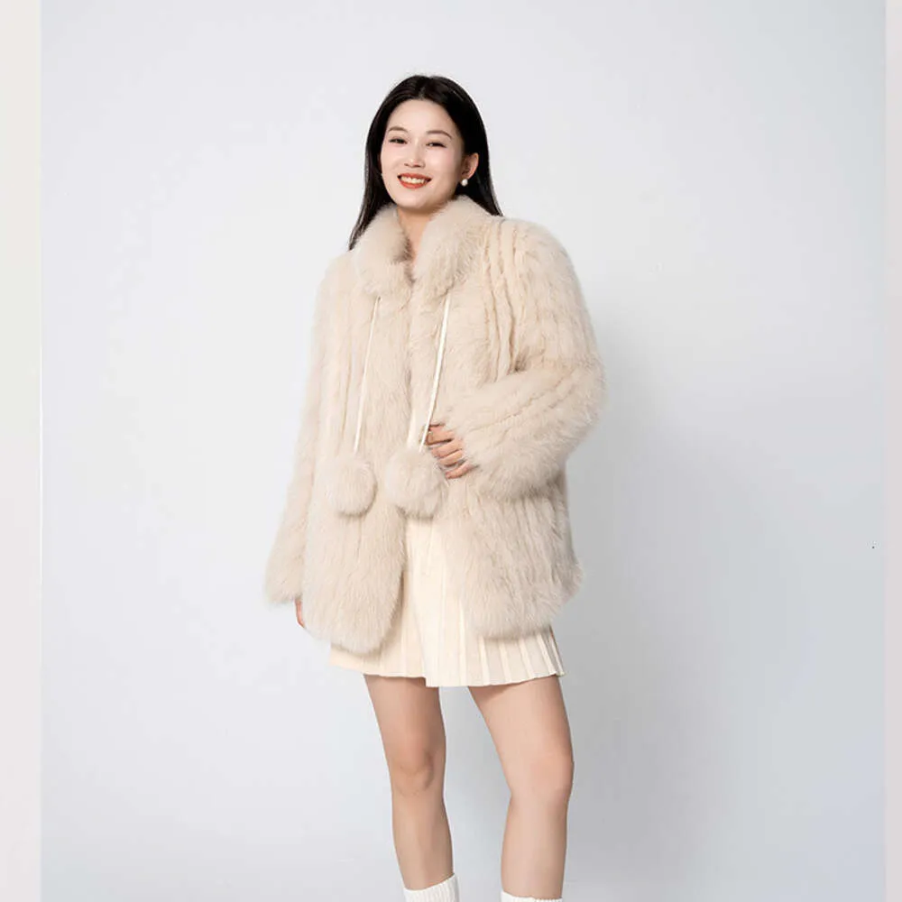 2024 Autumn/Winter New Internet Celebrity Homestead Milk Ball Mid Length Car Stripe Fox Fur Grass Coat Girl 448236