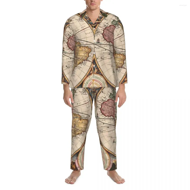 Pijamas masculinos conjunto de pijama dois hemisférios kawaii casal mangas compridas solto quarto 2 peças casa terno plus size 2xl