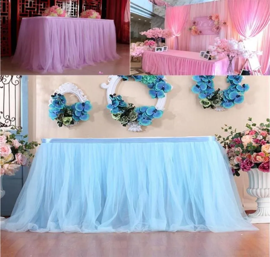 Jupes en tissu de Table pour décoration de mariage, 100 Polyester, 1 pièce, couverture de jupe, décor de fête d'anniversaire, K7117911789