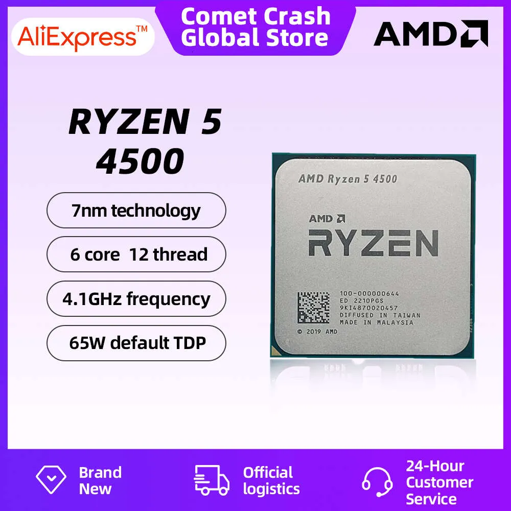 AMD Ryzen 5 4500 Processor R5 4000 Series CPU 100% Helt ny 6-kärnig 12-thread Socket AM4 Desktop PC Gamer Processor Kit Ryzen