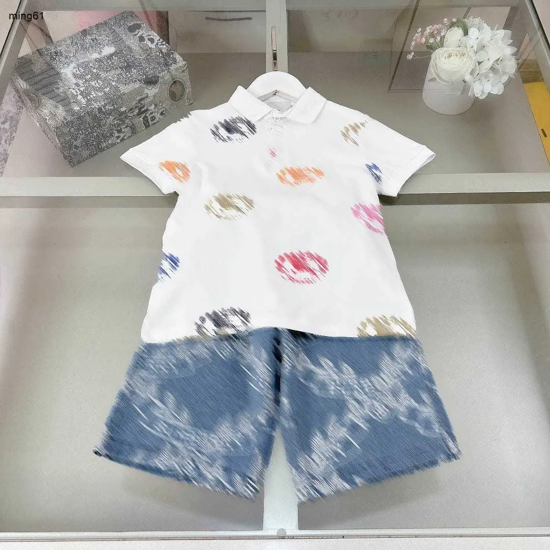 Survêtements pour enfants de marque Logo coloré impression T-shirt ensemble vêtements pour bébé Taille 120-170 CM designer POLO à manches courtes et short 24Mar