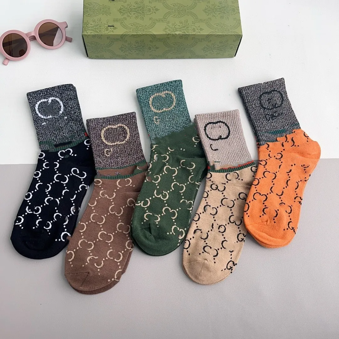 Men's designers Mens Womens Socks Five Pair Luxe Sports Winter Letter Printed F Sock Embroidery Cotton Man Woman With Box