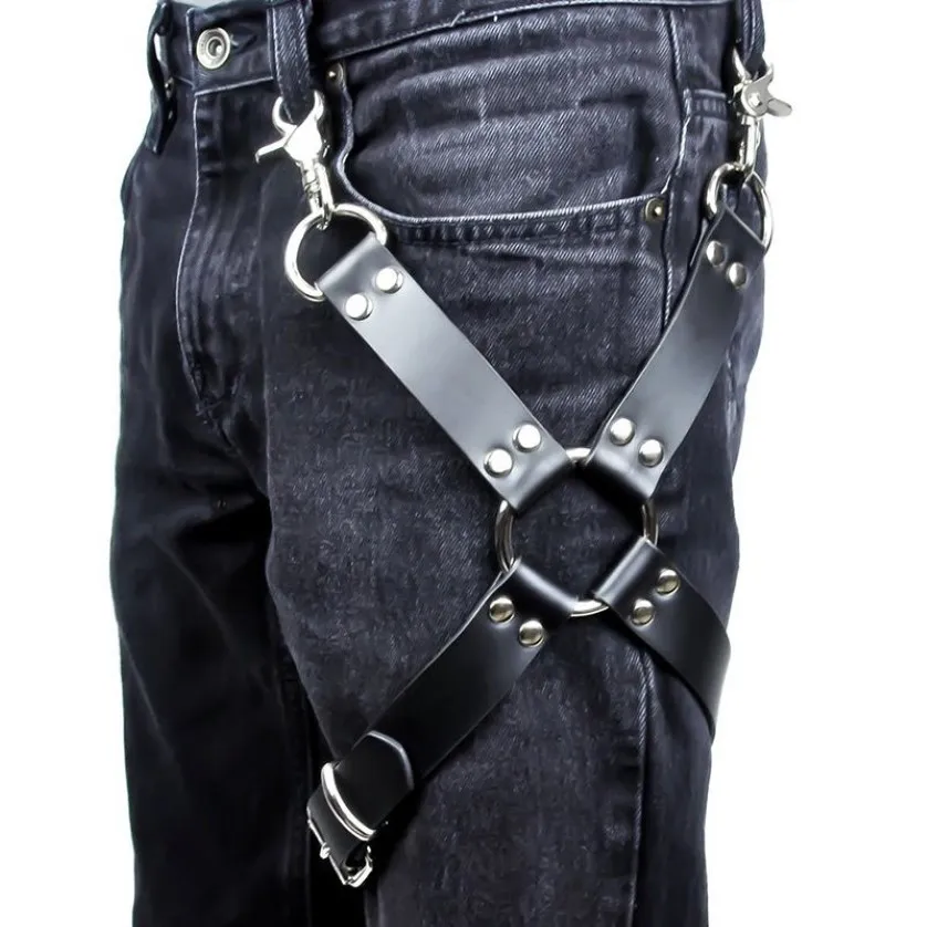 Belts Sexy Men Goth Pastel Pu Leather Garter Belt Waist Straps Harness Bondage Leg Suspenders For Jeans Pants Accessories255i