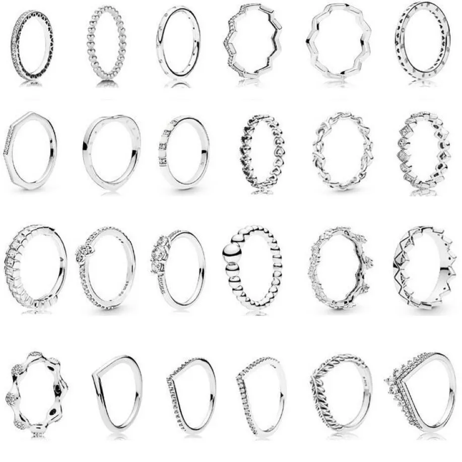 20 Styles Spring Ring 925 Sterling Silver Enchanted Crown Haute Qualité Designer Anneaux Original Mode DIY Charms Bijoux Pour wome333G