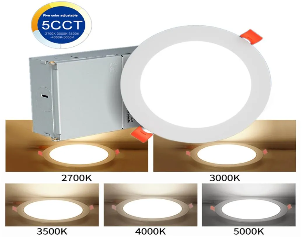 LED -infälld takljus Dimbar Downlights 6 Inch 5CCT Ultratin med Junction Box 2700K 3000K 3500K 4000K 5000K Väljbar 17162206
