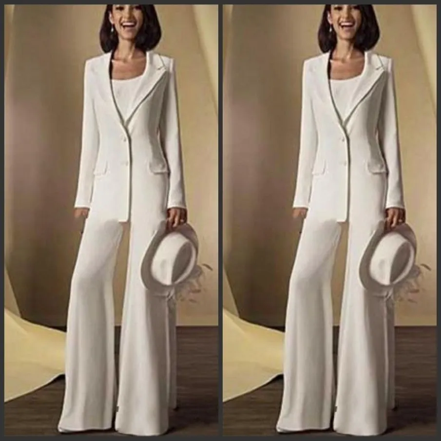 2019 Yeni saten uzun kollu gelin pantolonunun annesi ceketli anne elbiseler özel yapım beyaz resmi kıyafetler 1312684