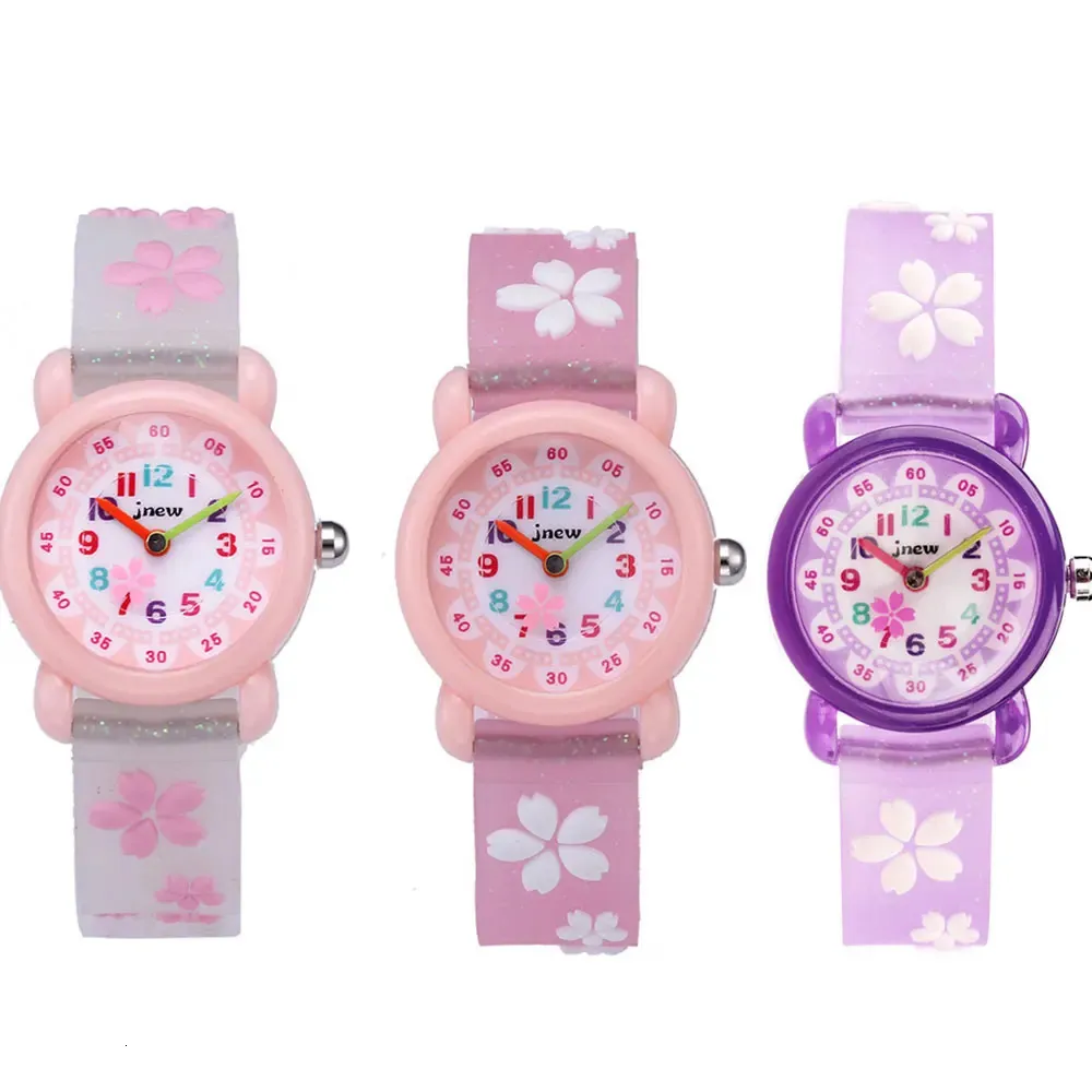 Cartoon Kids Watch Waterproof Cute Cat Cherry Blossom Dial Boy Girl Kwarcowe zegarki dla dzieci Prezent urodzinowy RELOJ 240226