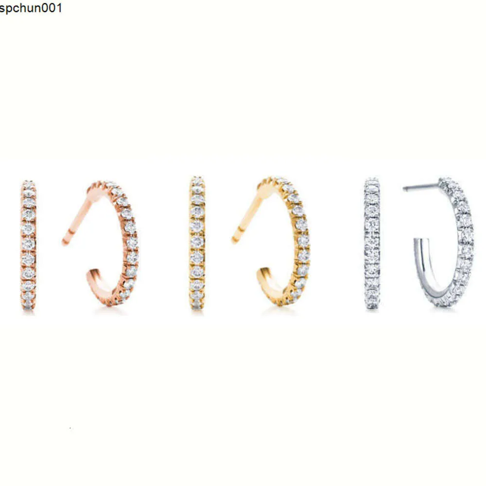 Beliebte Tiffay-Ohrringe aus 925er-Sterlingsilber mit Diamanten und C-förmigen Volldiamanten im Internet. Modischer, minimalistischer, geometrischer Designer {Kategorie}