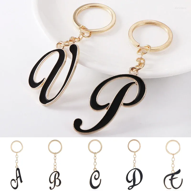 Keychains Fashion A-Z Circular Letters Keychain Creative 26 Initialer Keyring Women Men Bag Pendant Car Key Holder Accessorie Souvenir Gift