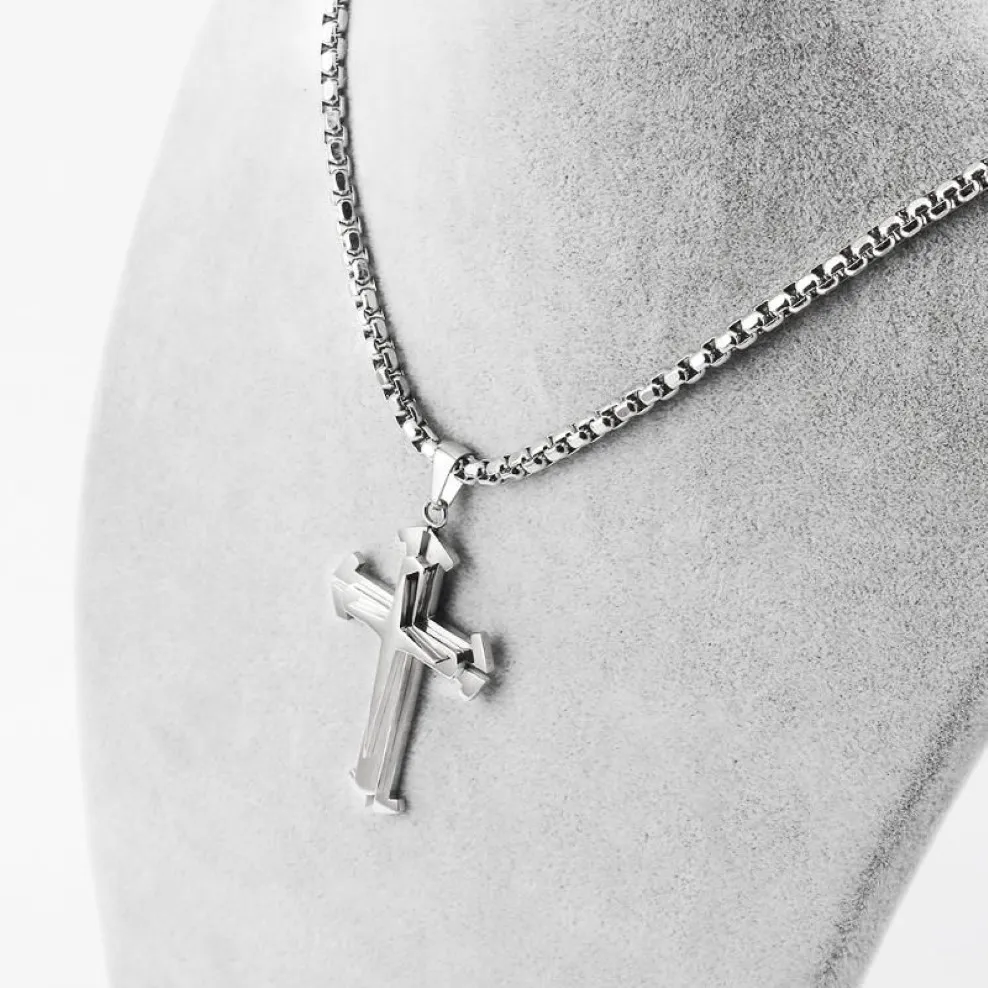 Anhänger Halsketten für Herren Damen Trendy Religiöses Kreuz DIY Schmuckschatulle Kette 316L Langes Halsband Quadrat Perlenketten Zubehör2659