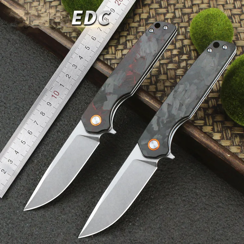 KESIWO GT961 EDC cuchillo plegable de bolsillo con rodamiento de bolas, aleta rápida, hoja D2, mango de fibra de carbono, cuchillos de supervivencia para acampar al aire libre y caza