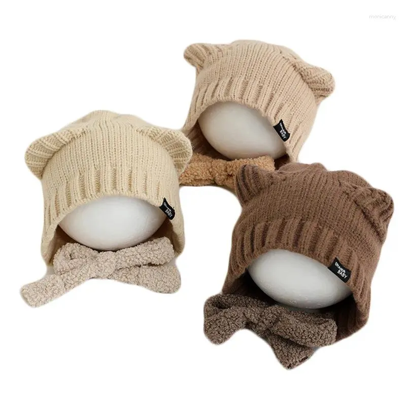 Basker Autumn Winter baby hatt söt björn stickade tjejhattar mjuka varma pojkar mössor virkade barn beanie utomhus småbarn för barn