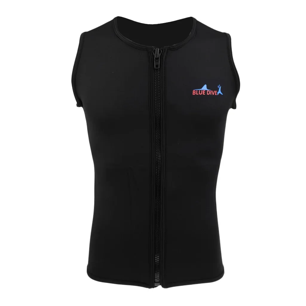 Jackets Mens Womens 2mm Black Neoprene Wetsuit Vest Front Zipper Top Shirt Jacket for Diving Surfing Spearfishing Rashguard Snorkeling