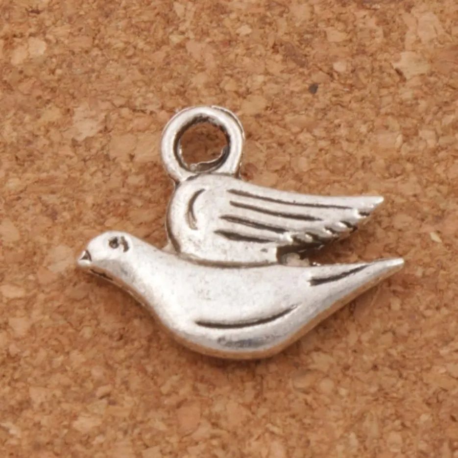 Fat Peace Dove Flying Charm Perles 100pcs / lot Antique Argent Pendentifs Bijoux De Mode DIY Fit Bracelets Collier Boucles D'oreilles L184252J
